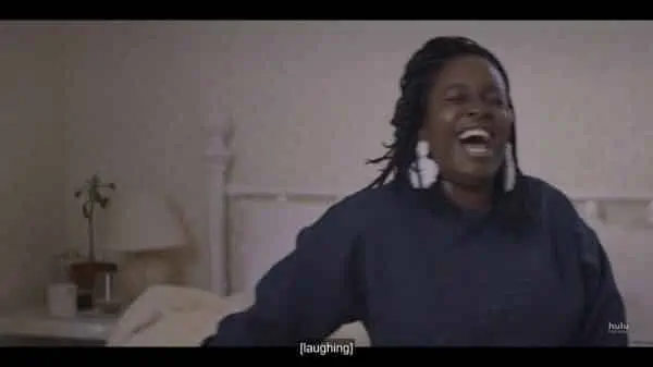 Fran (Lolly Adefope) having a hearty laugh.