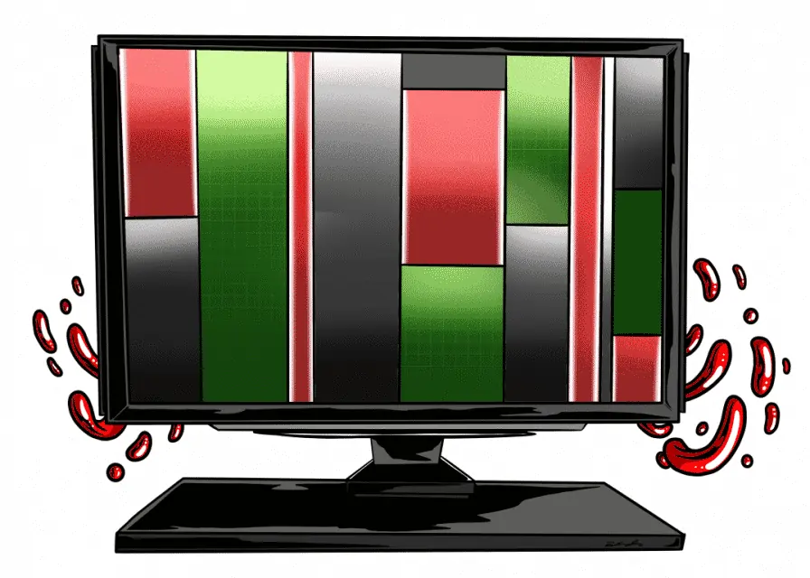 Logo for TV shows, featuring a HD screen with red, black, and green colors. Artwork by Dean Nelson.