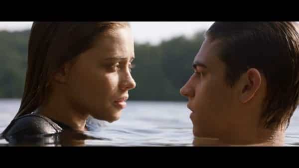 Tessa (Josephine Langford) and Hardin (Hero Fiennes Tiffin) in a lake somewhere.