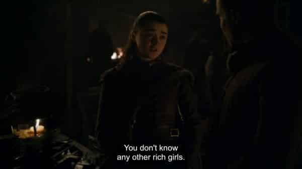 Arya teasing Gendry.