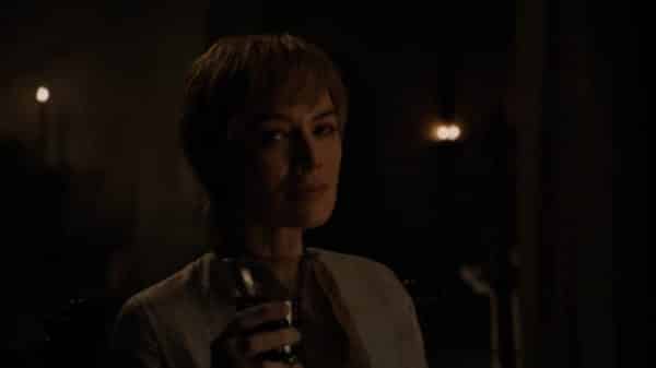 Cersei drinking, while pregnant, after sex with Euron.