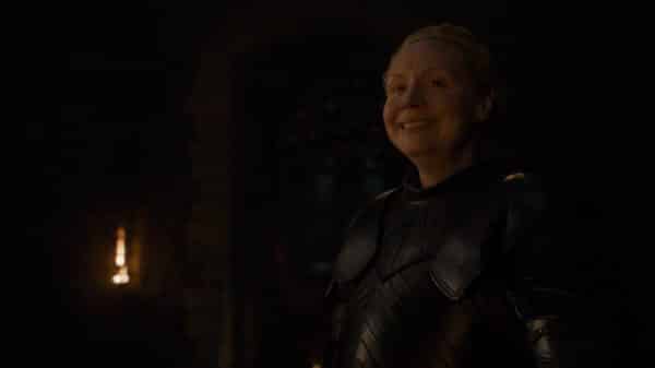 Brienne smiling.