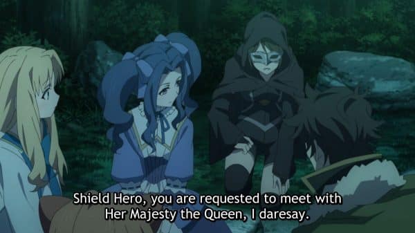 Shadow noting the queen wants to meet Naofumi.