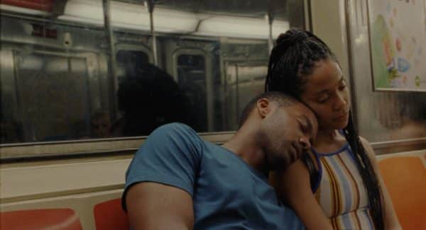 Ayanna (Zora Howard) and Isiah (Joshua Boone) on the subway.