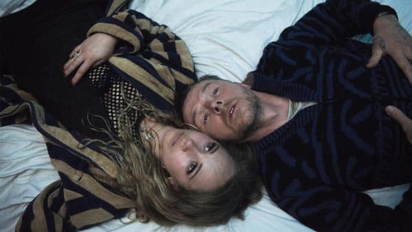 Hannah (Juno Temple) and Theo (Simon Pegg) after taking mushrooms.