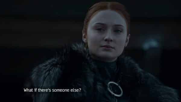 Sansa telling Tyrion Jon's true name and lineage.