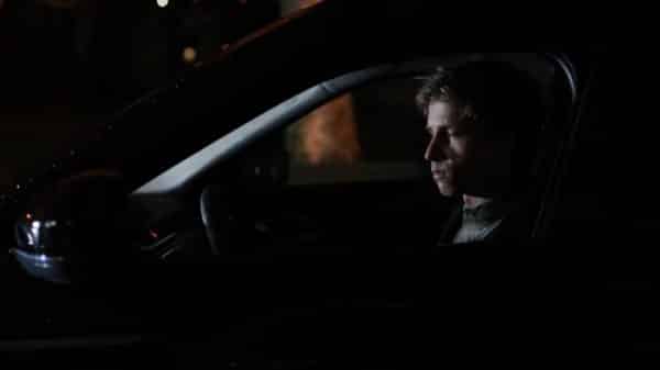 Brady sitting in his car after being rejected from the Stanford dinner at Tabitha's house.