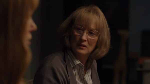 Mary Louis (Meryl Streep) talking to Celeste during dinner.