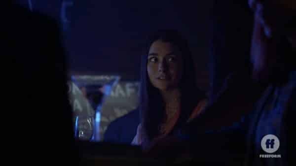 Amanda (Allison Paige) at the same bar as Marana and the Byte Club.