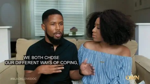 Chris and Mattie talking about a rough patch in their marriage.