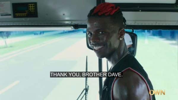 Raynan sarcastically thanking Dave for holding the bus for him.