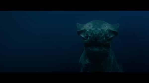 Creature (Andrew Crawford) underwater - face forward.