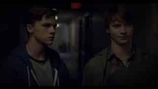 Joel Courtney as Zach and Calum Worthy as Randy as they confront the local pastor.