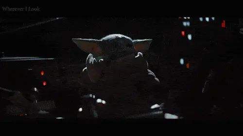 Baby Yoda pushing a button