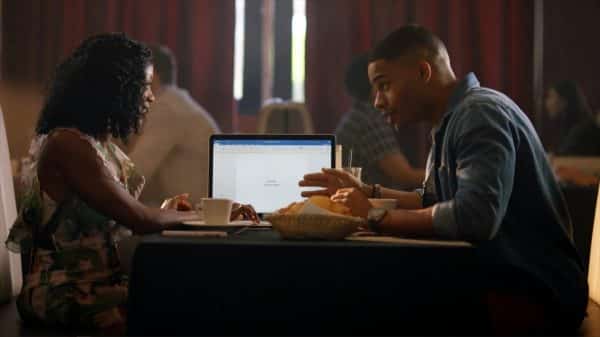 Corina (Javicia Leslie) and Mark (Jordan Calloway) on a date.