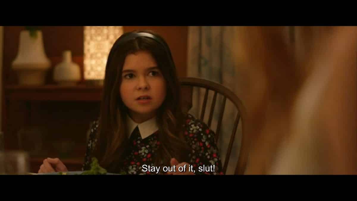 Addison Riecke as Agnes calling Clara a slut.