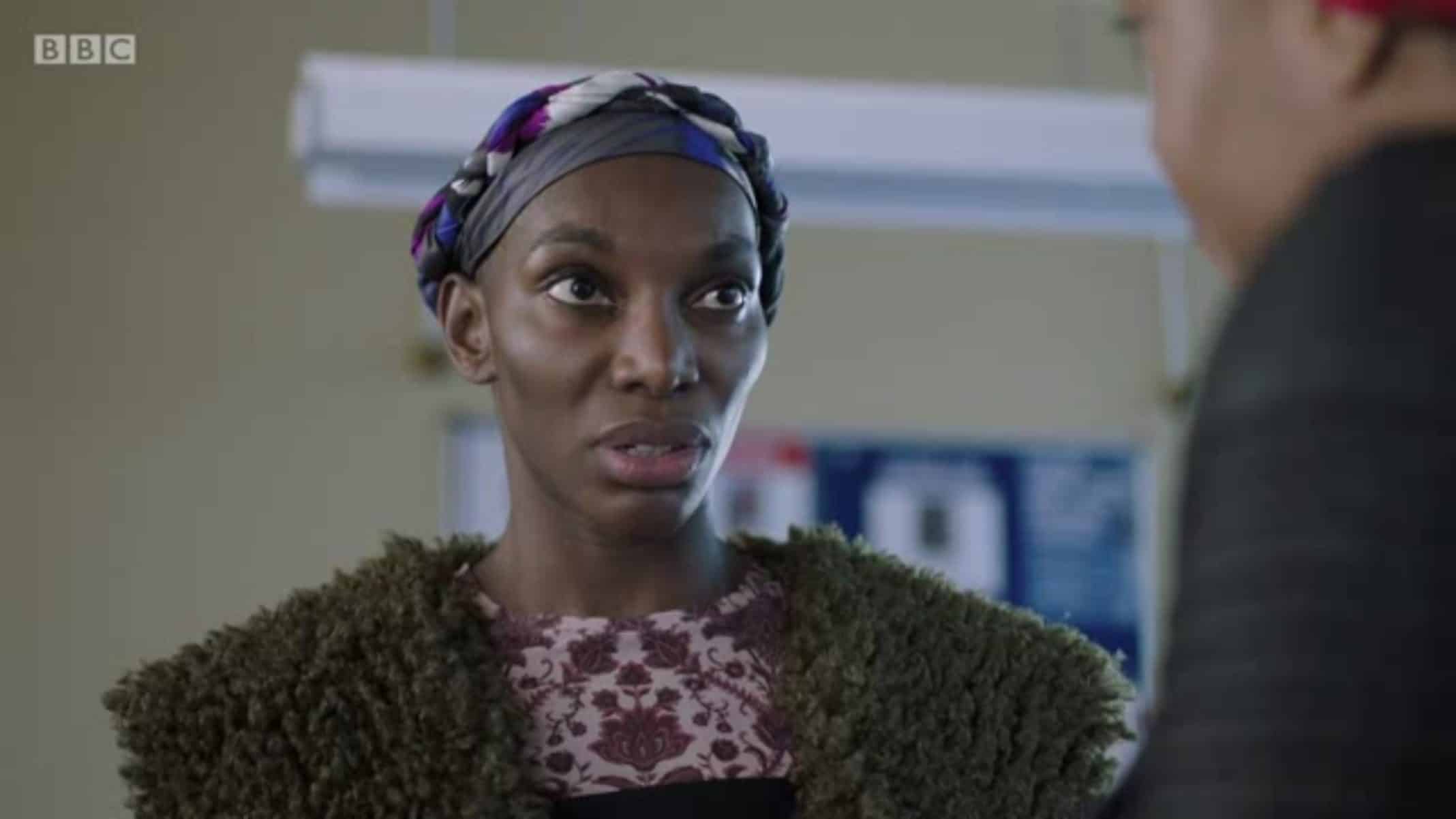 Arabella (Michaela Coel) with a shocked look on her face - I May Destroy You