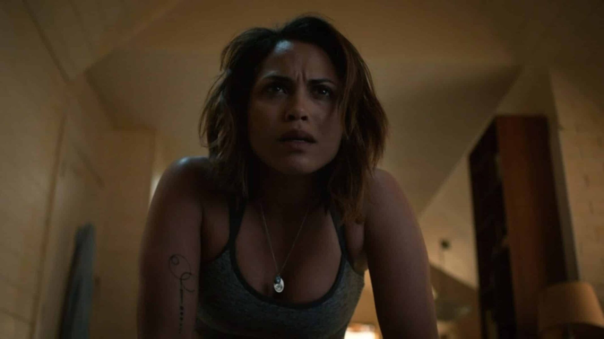 Jackie in a sports bra