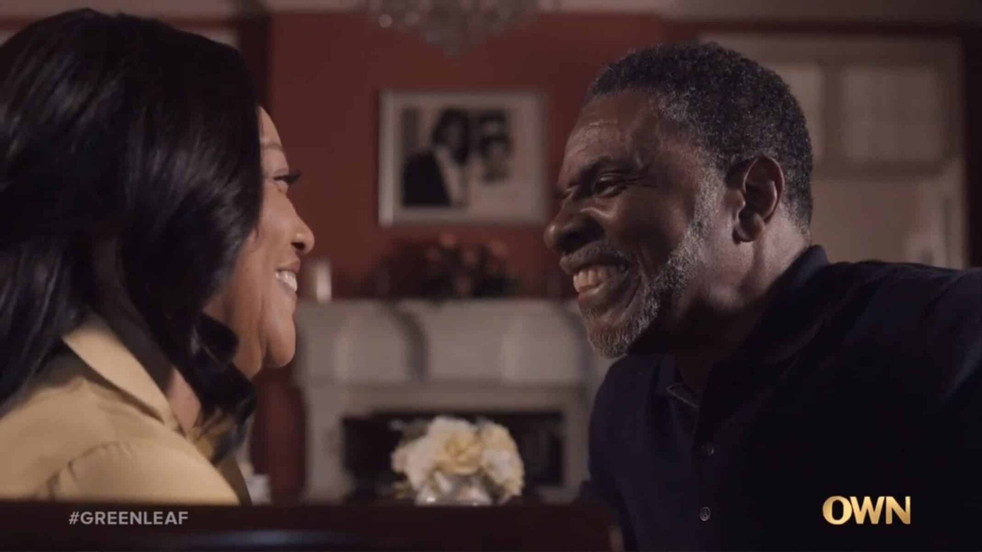 Mae and James smiling.
