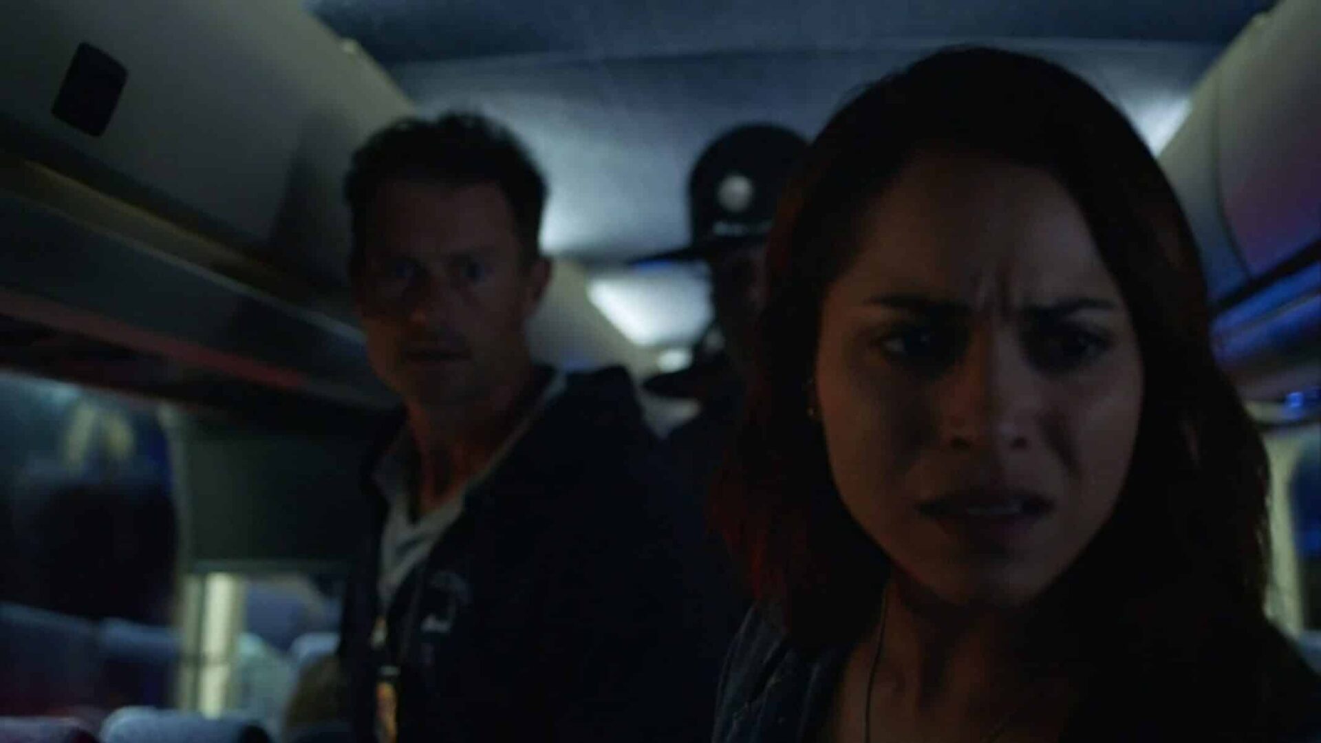 Ray (James Badge Dale) & Jackie (Monica Raymund) checking a bus for Junior | Hightown