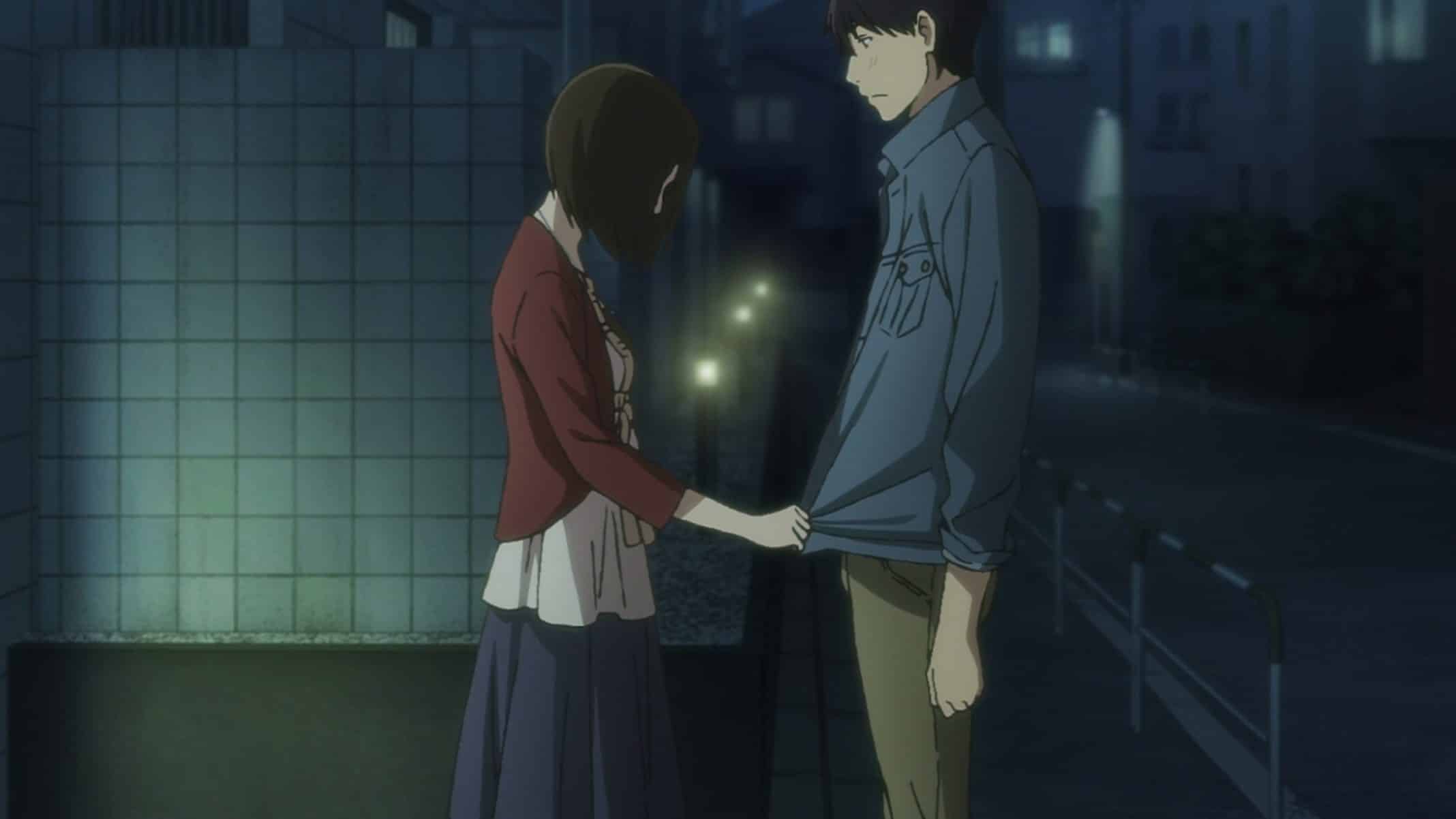 Shinako and Rikuo having a moment on the street.