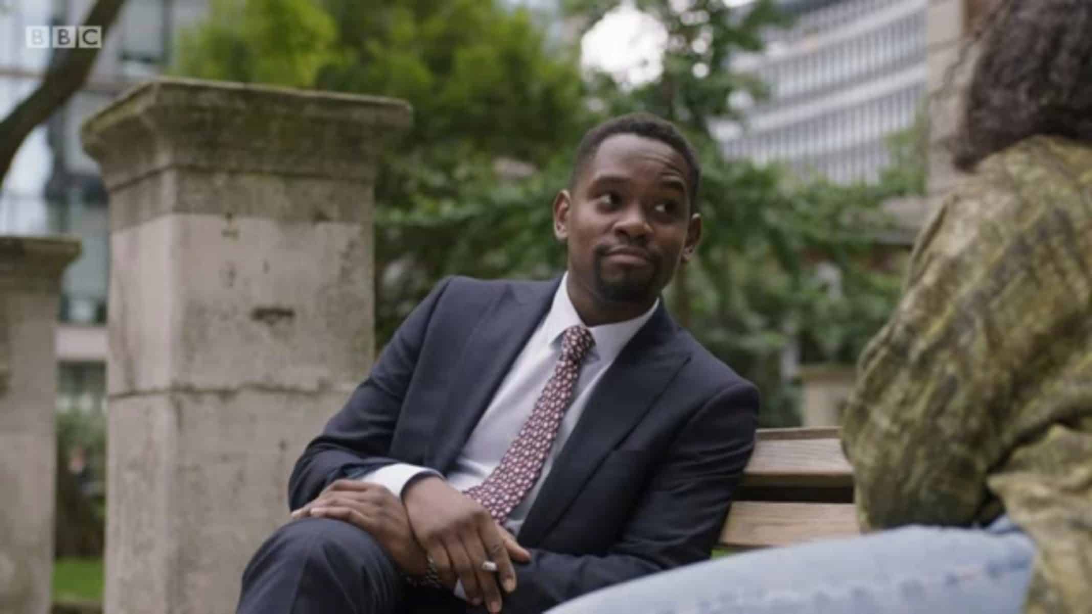 Simon (Aml Ameen) having a chat with Terry - I May Destroy You