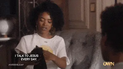 Zora (Lovie Simone) letting her momma know she talks to Jesus in .gif form.