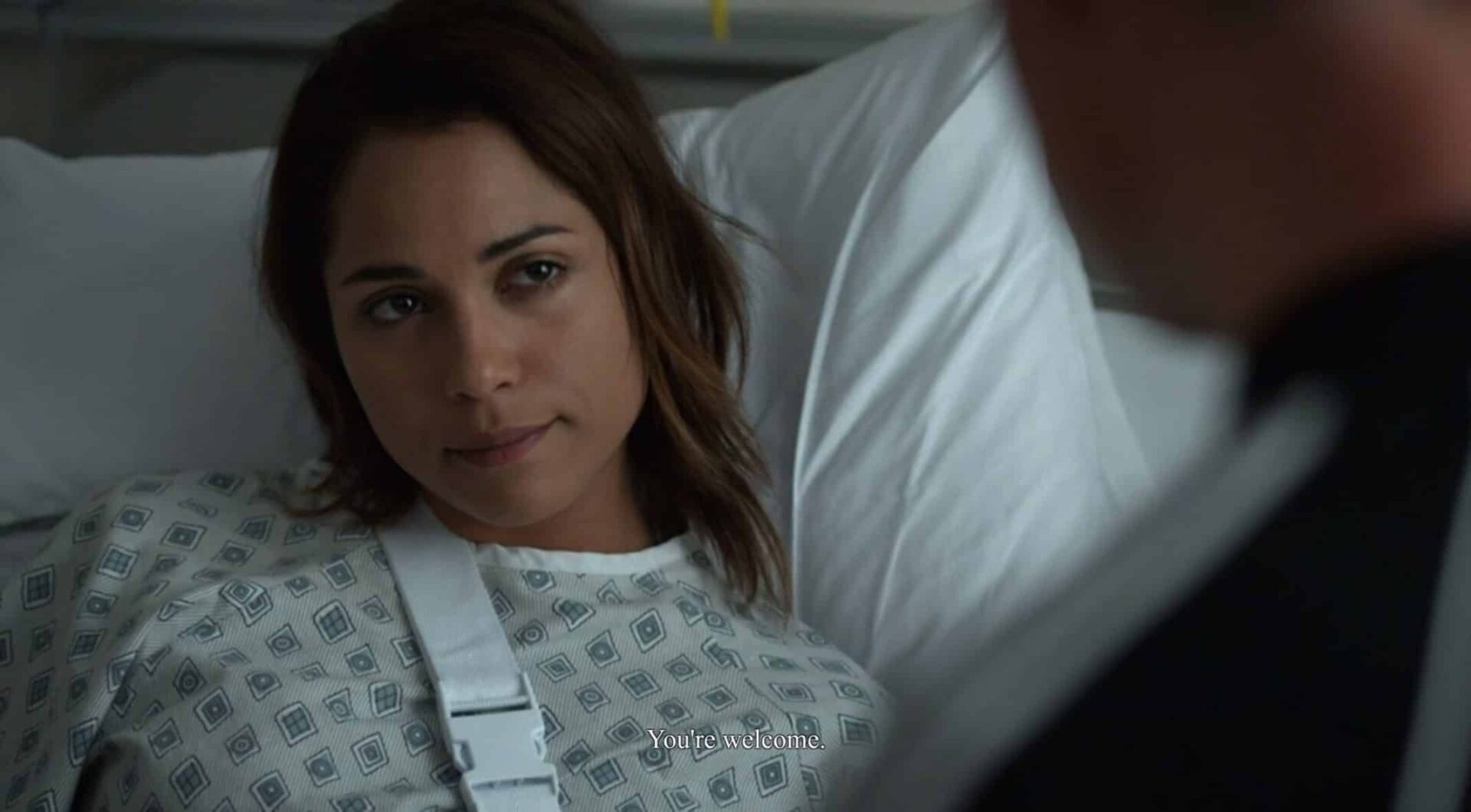 Jackie (Monica Raymund) telling Ray he is welcome for the help to take down Osito.
