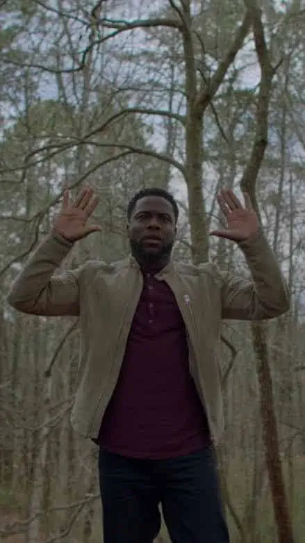 Kevin Hart with his hands up
