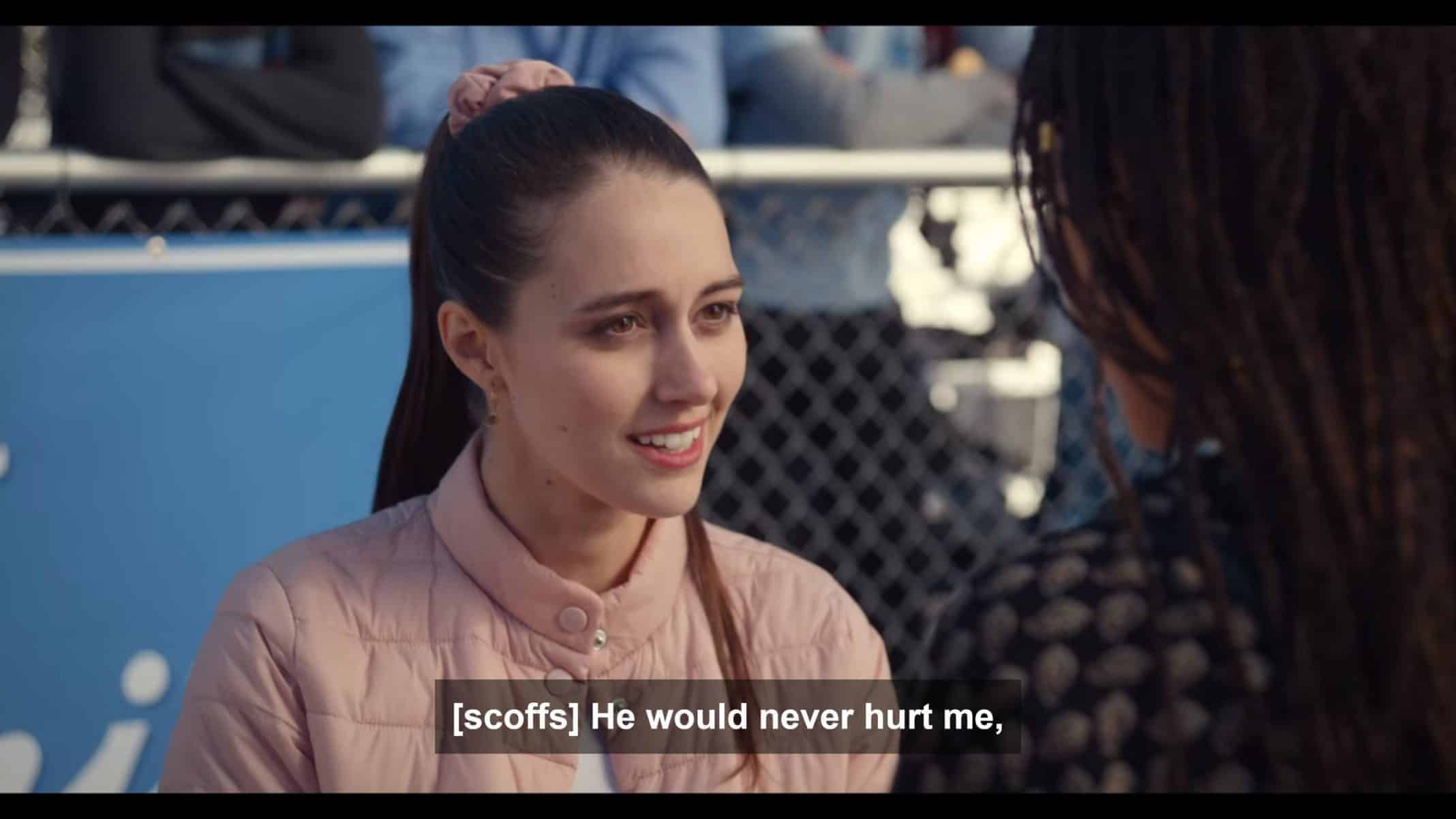 Kayla (Jessica Lynn Skinner) implying Brady hurt Tabitha because she deserved it.