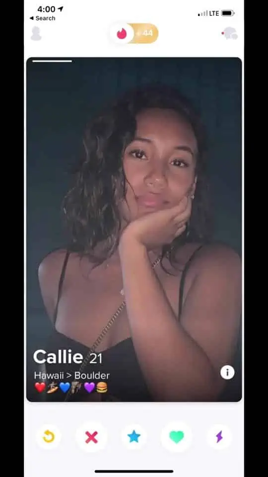 Callie's (Sydney Park) Tinder profile