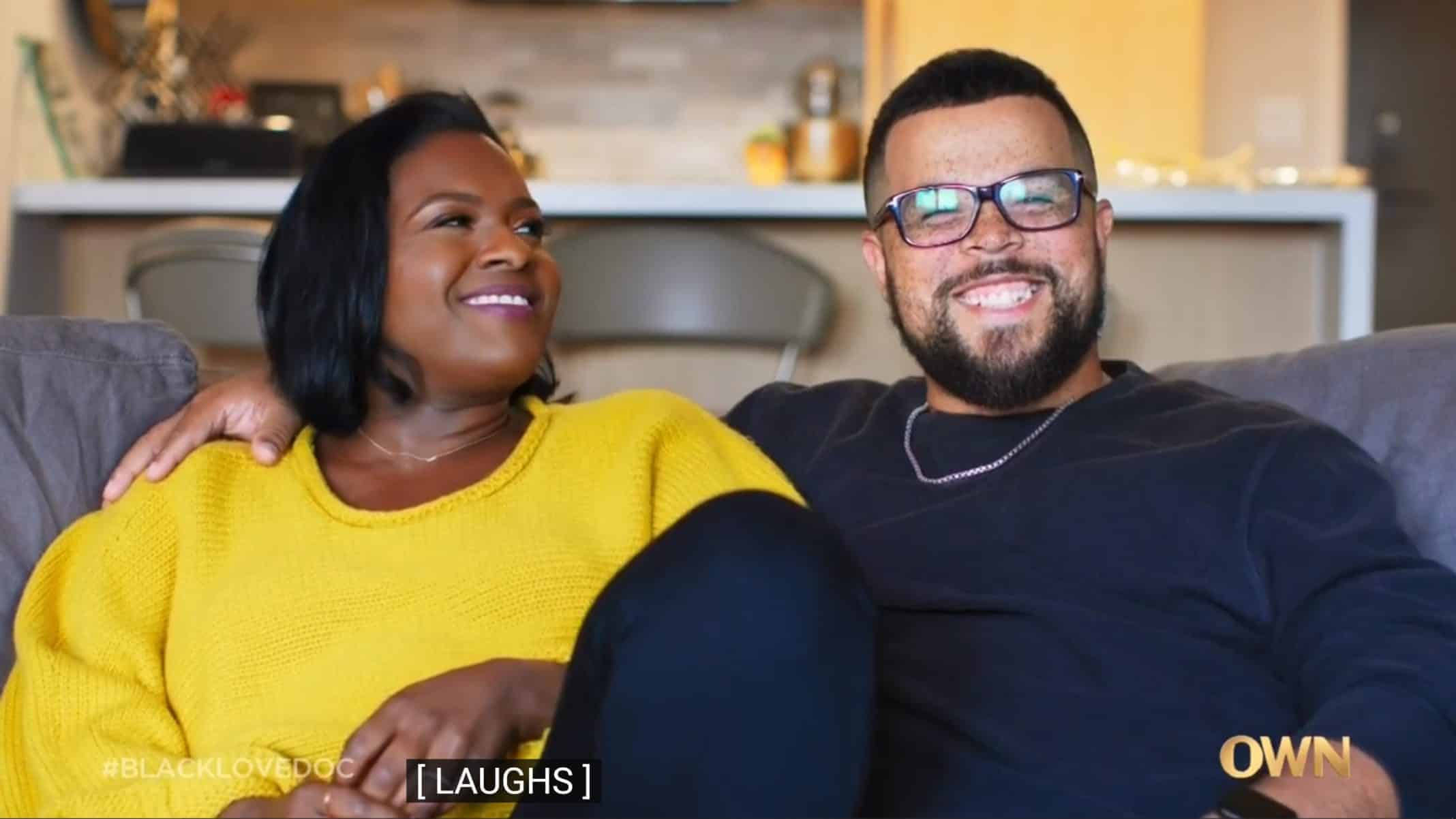 Deborah Joy Winans and Terrence Williams laughing.