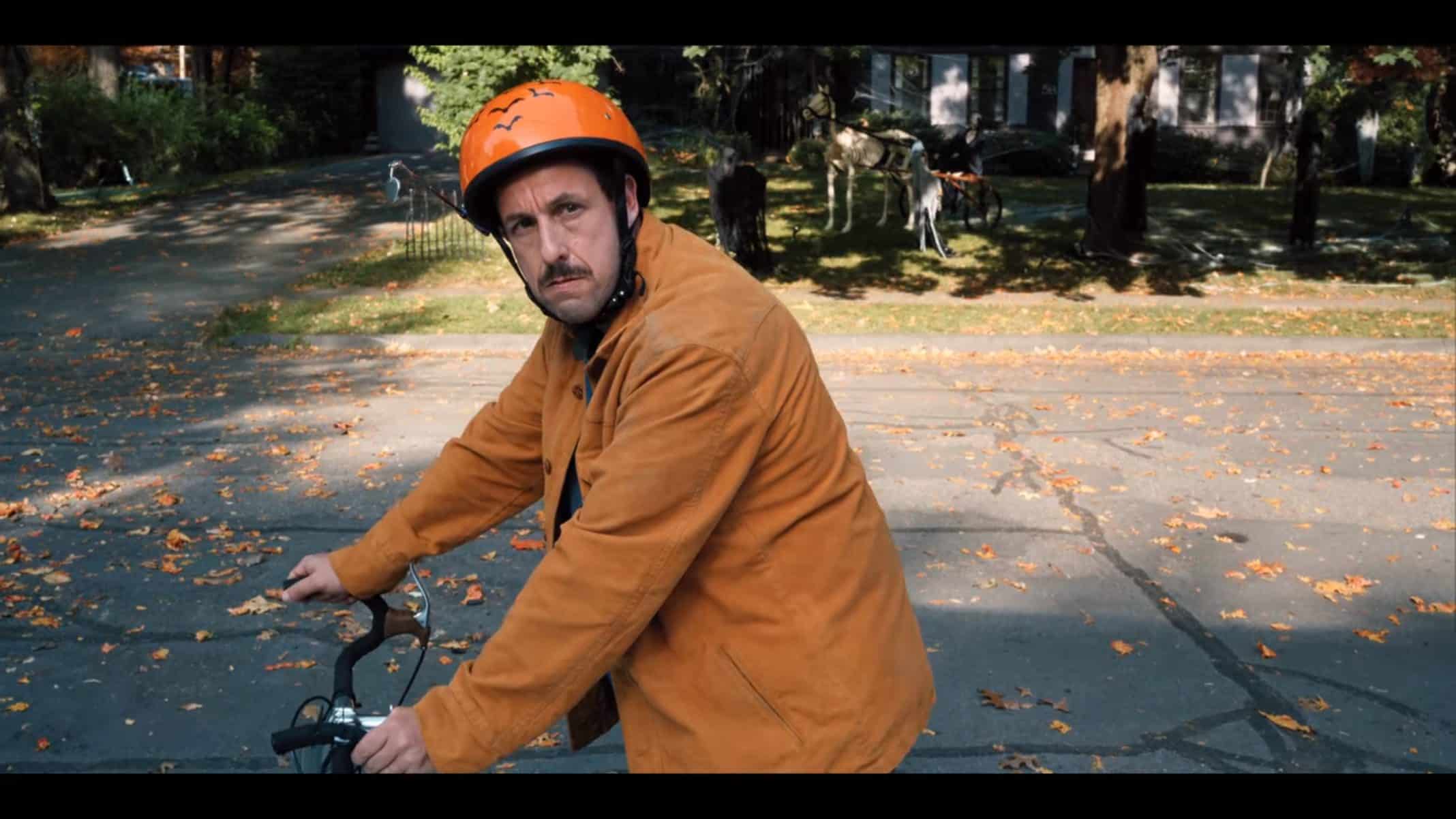 Hubie (Adam Sandler) on his bike.