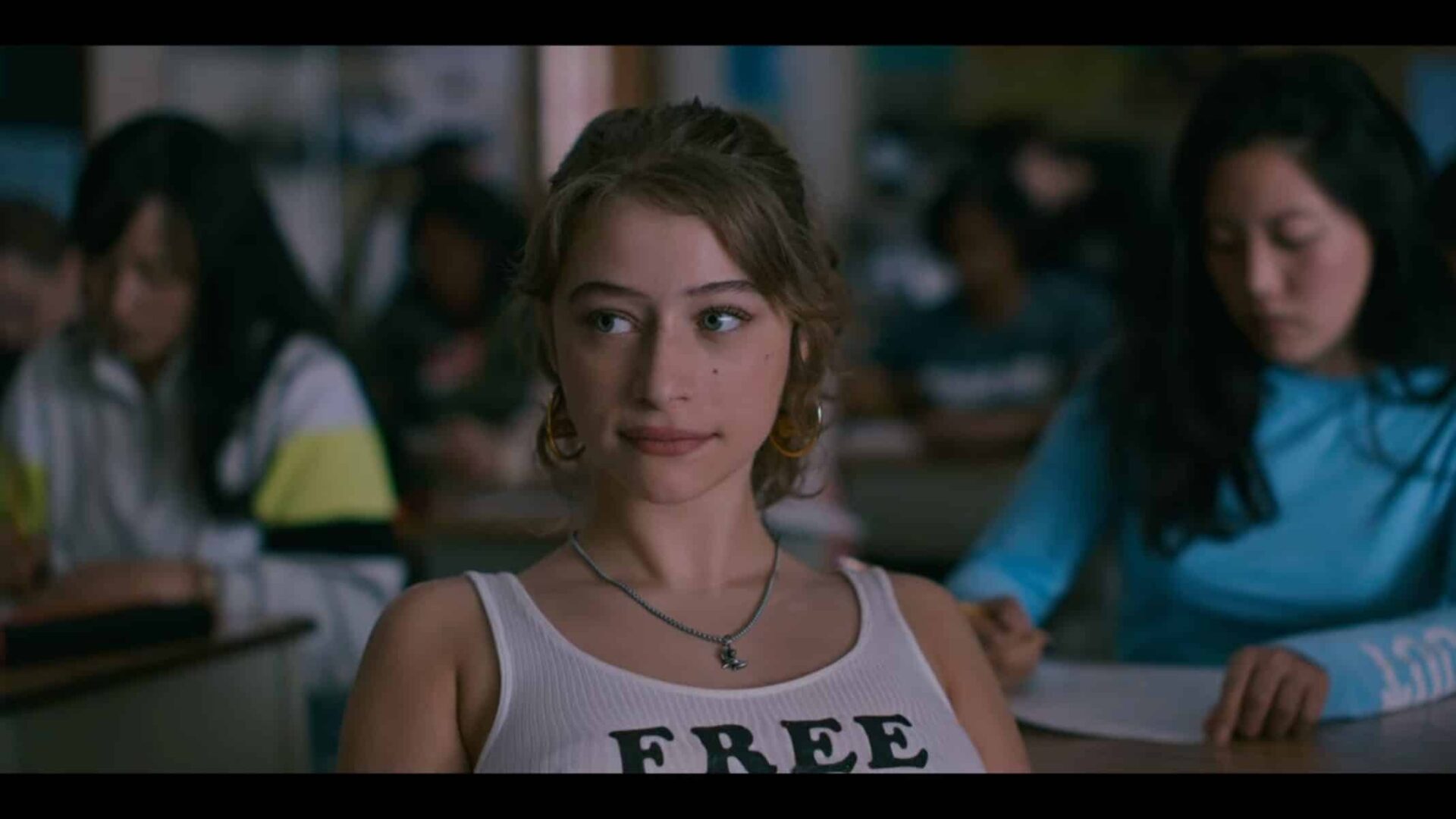 Joey in her "Free the Nipple" shirt