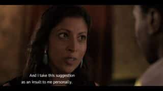 Sara (Priyanga Burford) noting that she doesn't appreciate Gus questioning her authority.