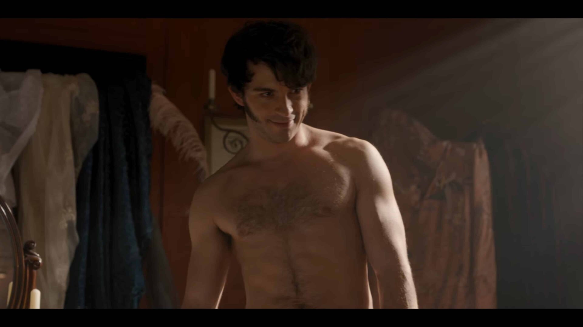 Anthony (Jonathan Bailey) shirtless