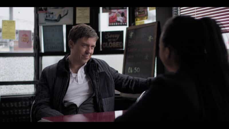 Felim (Andrew Buchan) having a lunch meeting with Harper