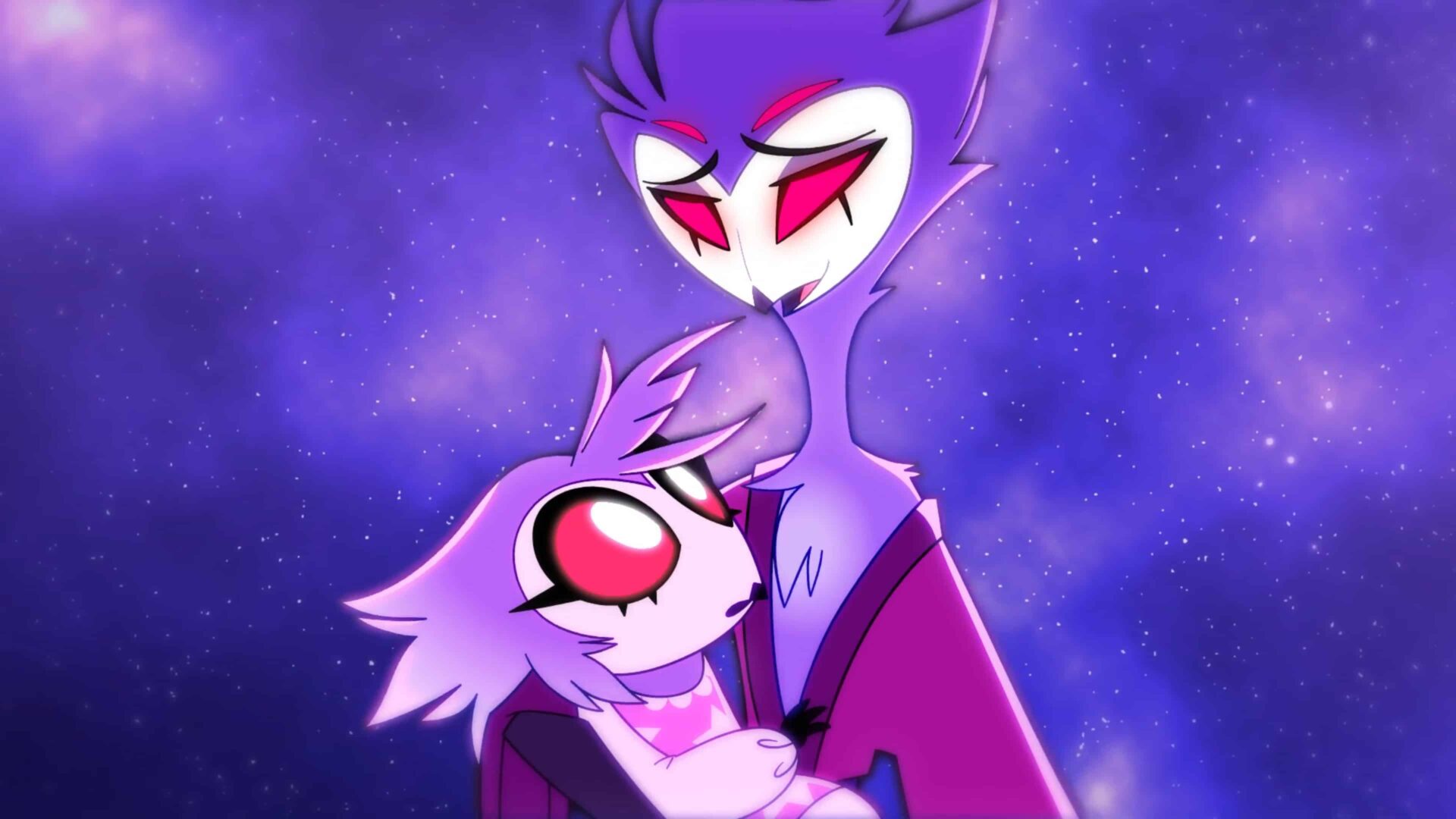 Octavia (Juliana Sada) and Stolas, as Stolas sings her a lullaby