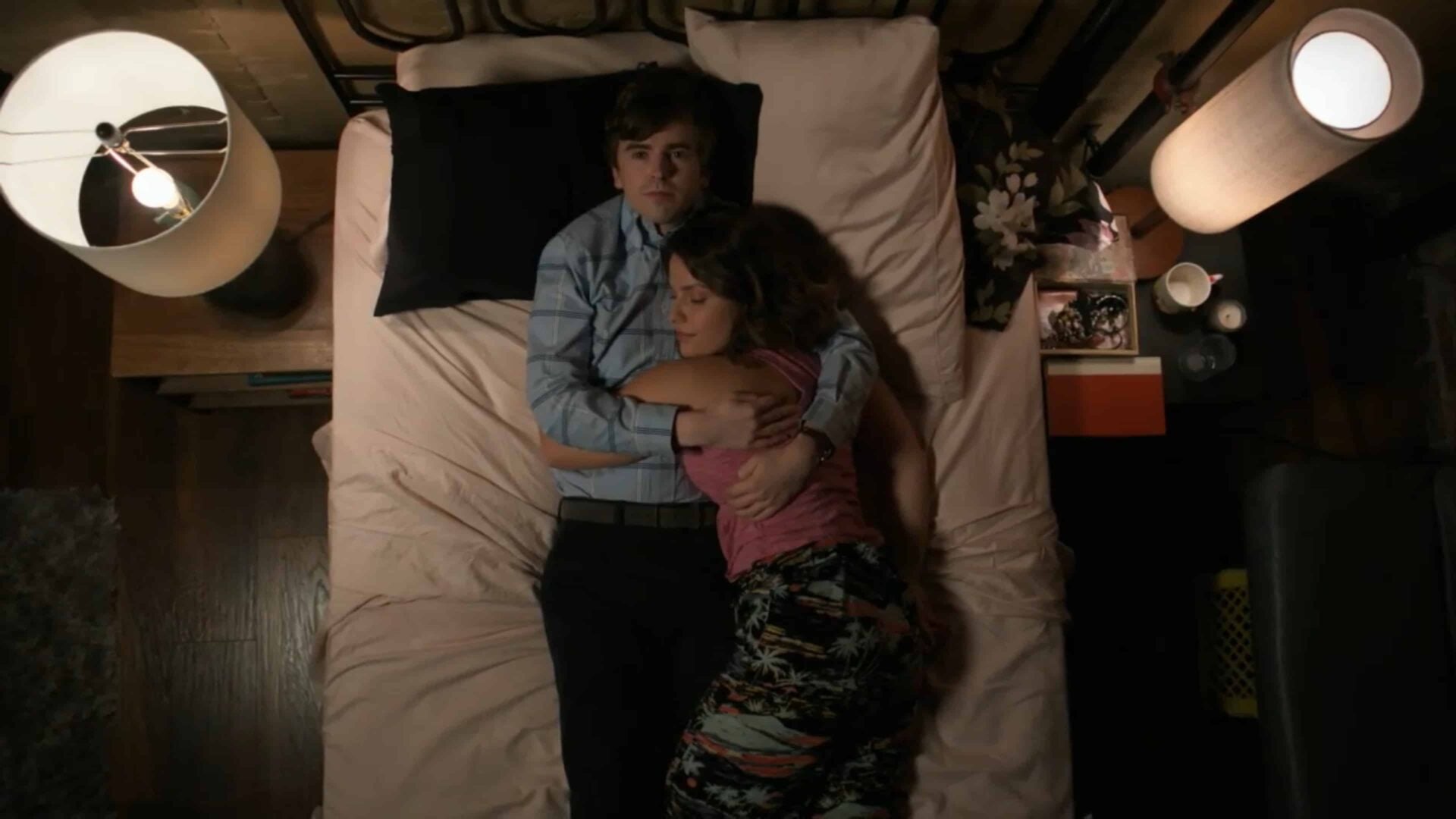 Shaun and Lea holding one another.