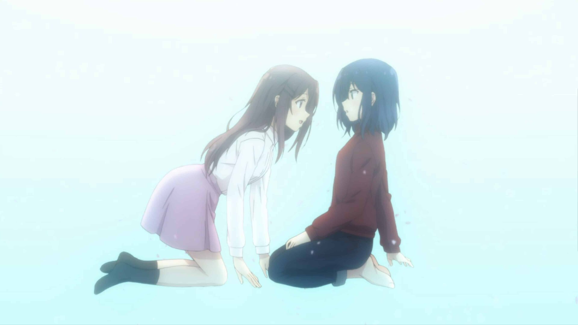 Shimamura crawling towards Adachi