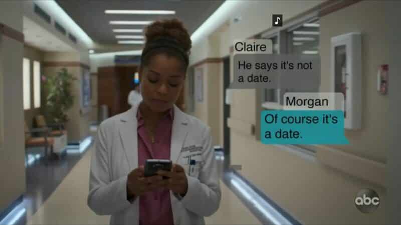 Claire texting Morgan