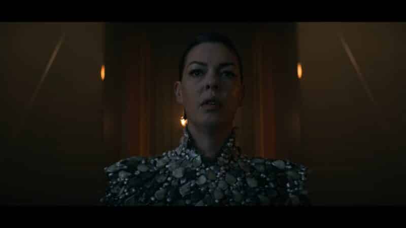 Metatron (Pollyanna McIntosh) addressing everyone