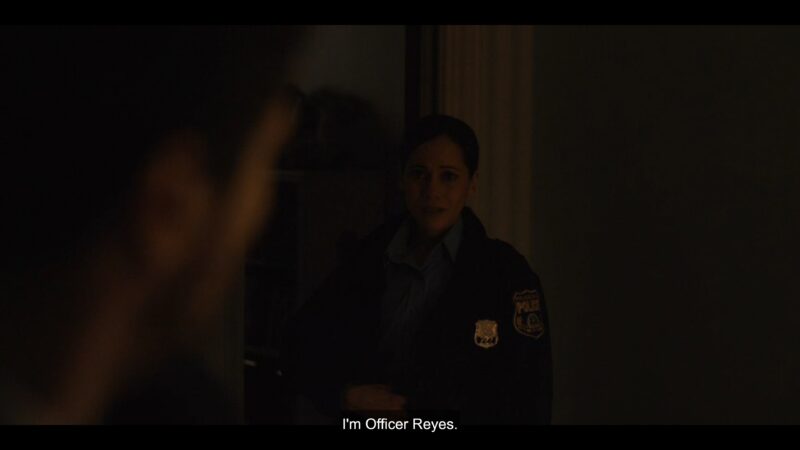 Officer Reyes (Victoria Cartagena) introducing herself