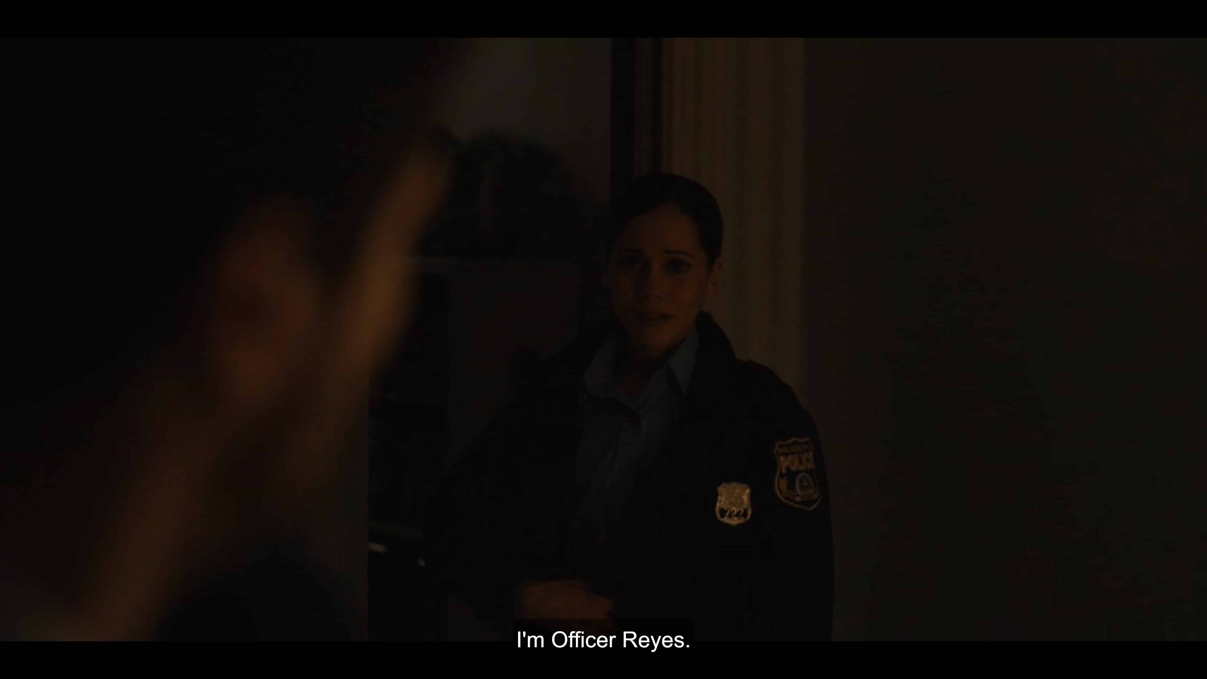 Officer Reyes (Victoria Cartagena) introducing herself