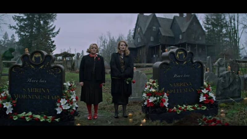 Hilda and Zelda at Sabrina Spellman and Morningstar's funeral