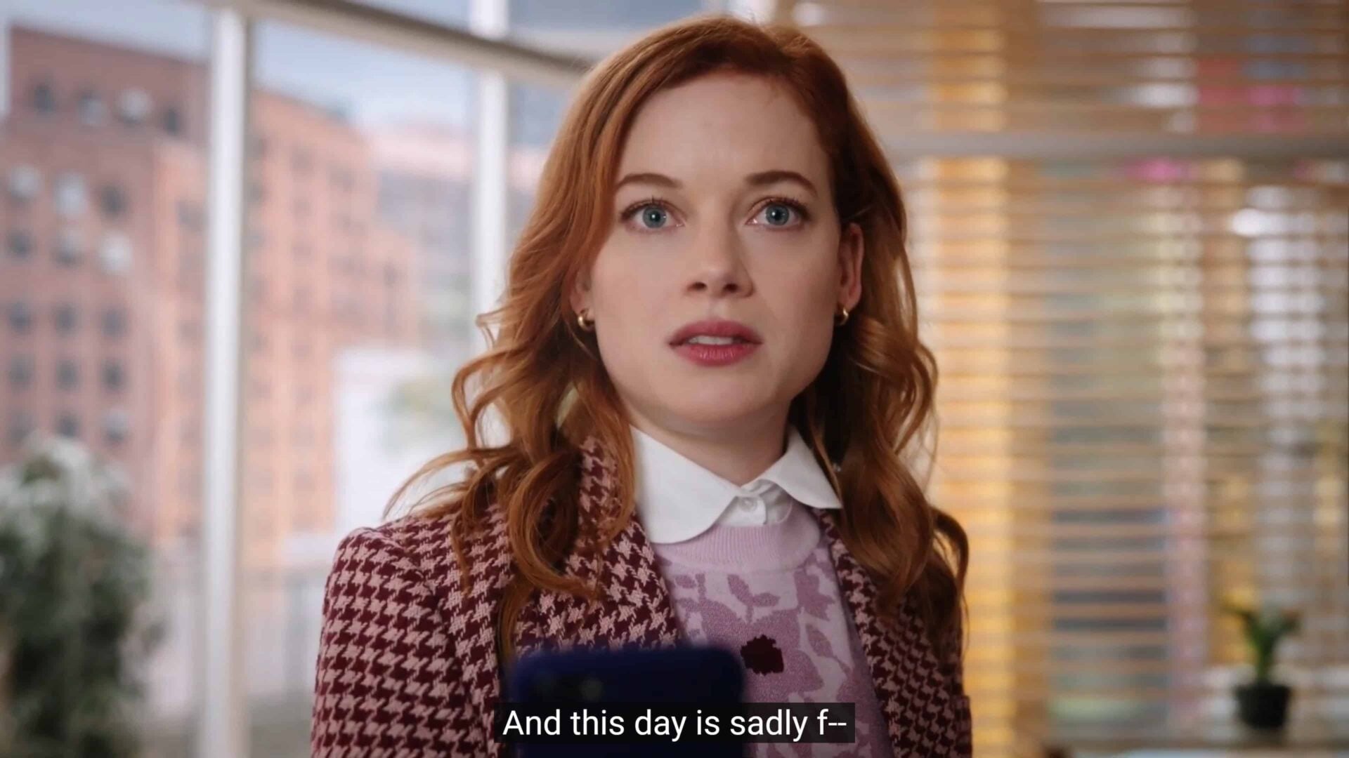 Zoey realizing her day is about to be a pain in the ass