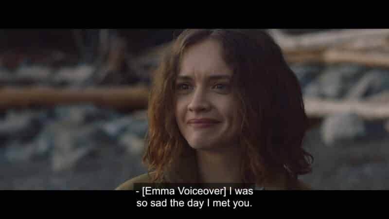 Emma (Olivia Cooke) saying her often repeated line of being sad the day she met Jude