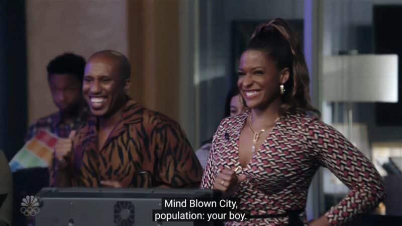 Gary (Chris Redd) and Mika (Kimrie Lewis) at the TV studio