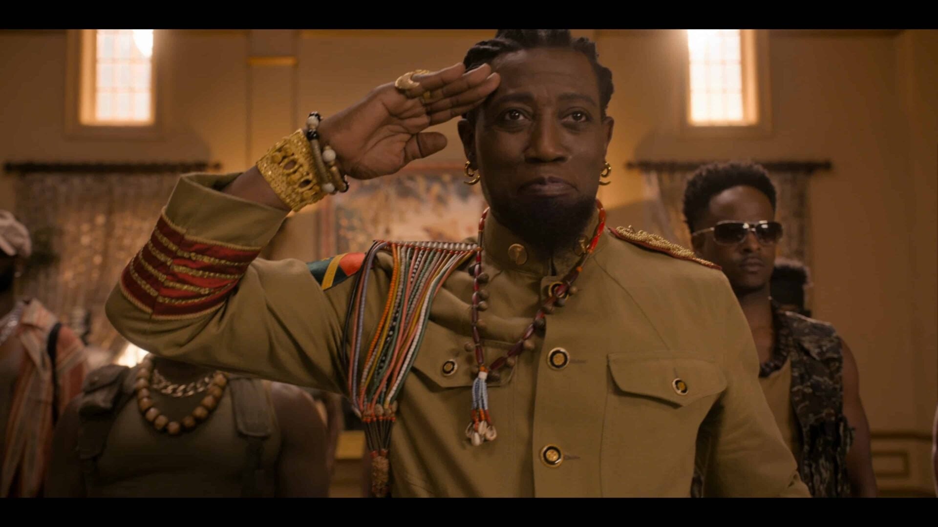 General Izzi (Wesley Snipes) saluting Akeem