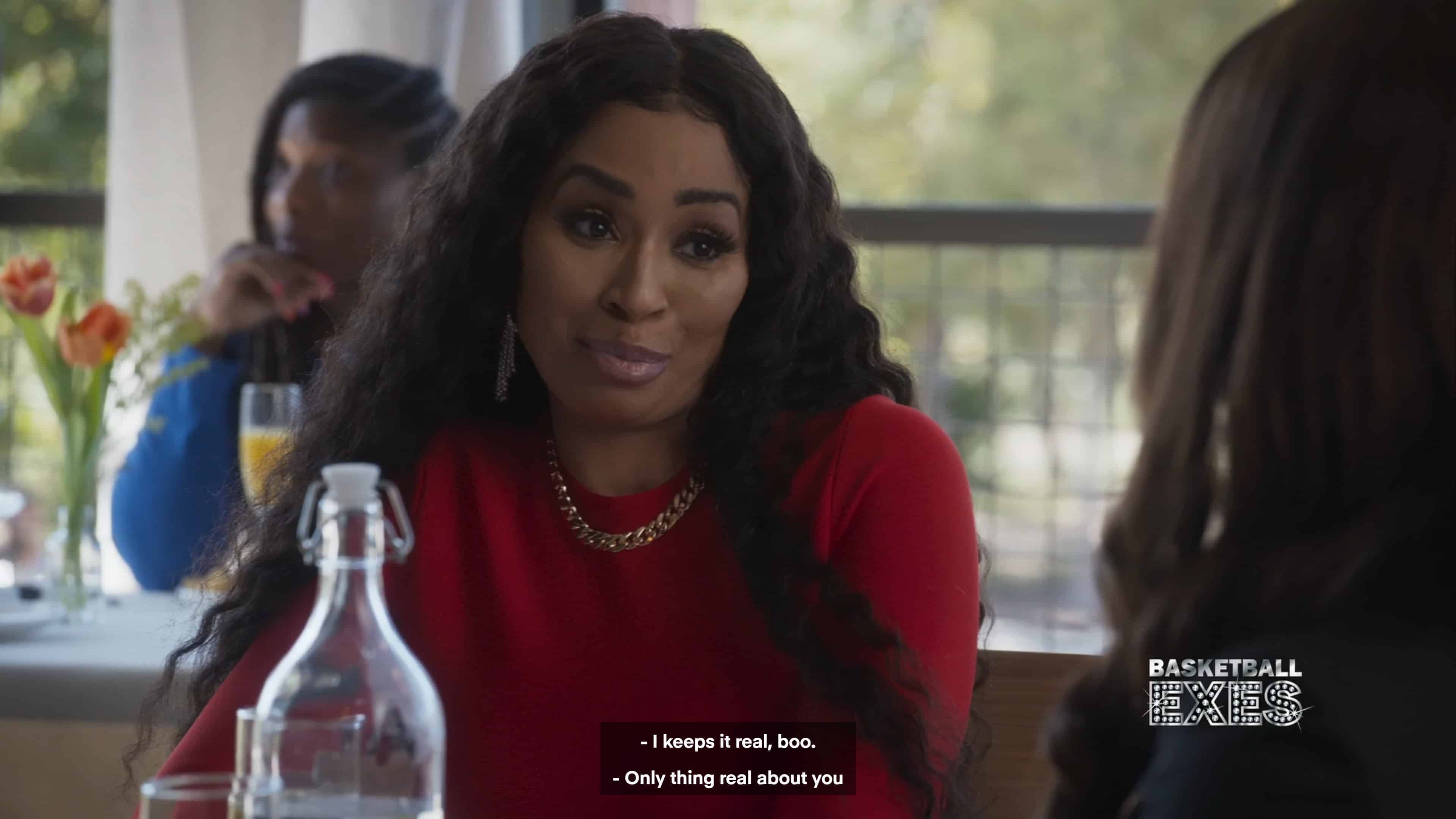 One of Tracey's co-stars on Basketball Exes, Renee (Karlie Redd)